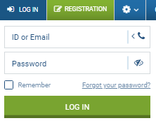 A login page for 1xbet casino login
